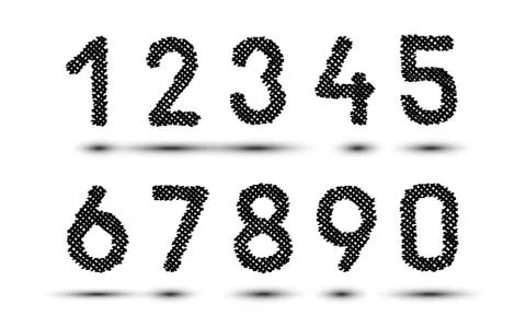 Scribble hatching criss cross numbers. Hand drawn symbols. Stroke shapes. 库存插图