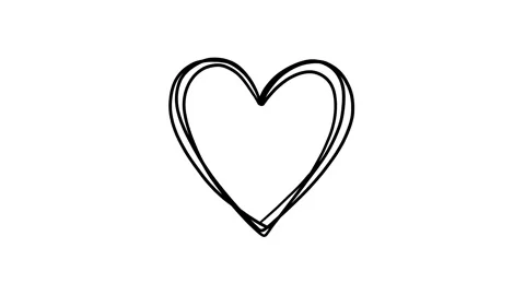 Scribble heart doodle, hand drawn animation on a white background Stock Footage 267267551
