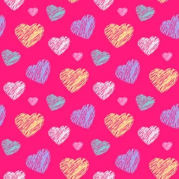 Scribble hearts pattern Stock Illustration