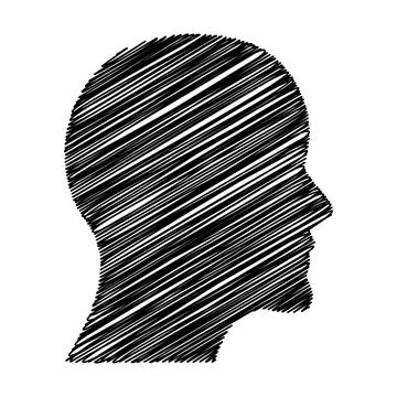 Scribble Human Head Profile Silhouette Abstract Hand Drawn Sketch Vector Stock Illustration