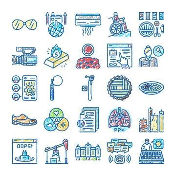 Scribble icon diverse symbols collection on white background Stockillustratie