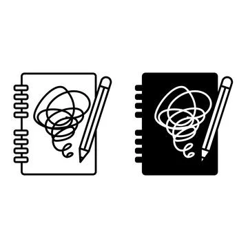 Scribble Icons. Line and Glyph Vector Icons. Jagged Lines Drawn on a Notepa.. Stock Illustration