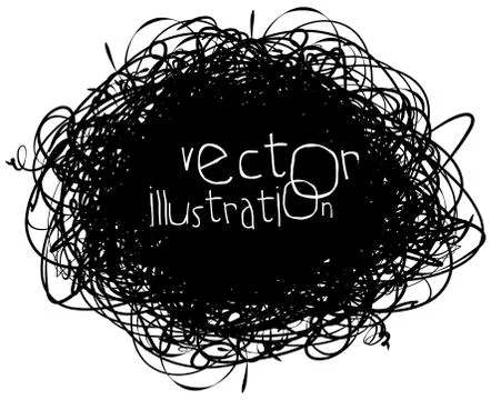 Scribble isolated on white background, black and white, hand-drawn Stock Illustration