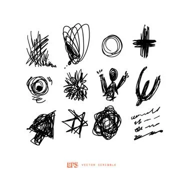 Scribble line design art elements. May use as brush Stockillustratie