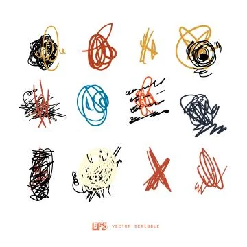 Scribble line design art elements. May use as brush Illustrazione stock