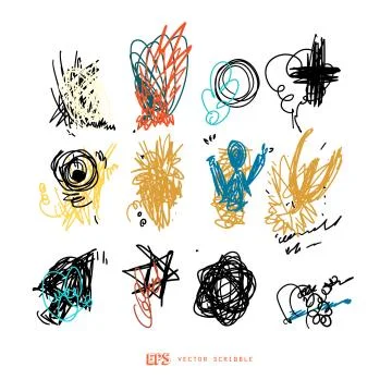 Scribble line design art elements. May use as brush Stock-Illustration