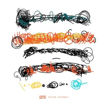 Scribble line design art elements. May use as brush Ilustração Stock