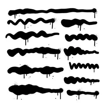 Scribble line set, vector graffiti doodle strokes. Sprayed squiggle lines and Stockillustratie