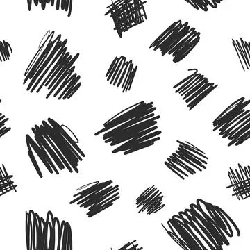 Scribble lines hand drawn seamless vector pattern. Stock Illustration