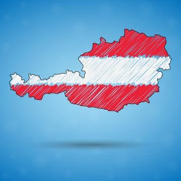 Scribble map of Austria. Sketch Country map for infographic, brochures and Stock Illustration