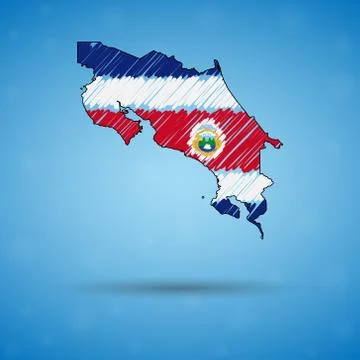 Scribble map of Costa Rica. Sketch Country map for infographic, brochures and Stock Illustration