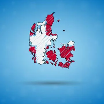 Scribble map of Denmark. Sketch Country map for infographic, brochures and Stock Illustration