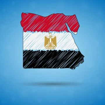 Scribble map of Egypt. Sketch Country map for infographic, brochures and Stock Illustration