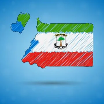 Scribble map of Equatorial Guinea. Sketch Country map for infographic, brochures Stock Illustration