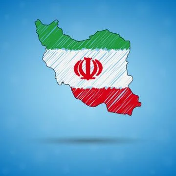 Scribble map of Iran. Sketch Country map for infographic, brochures and Stock Illustration