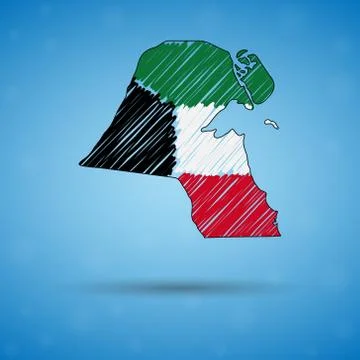 Scribble map of Kuwait. Sketch Country map for infographic, brochures and Stock Illustration