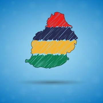 Scribble map of Mauritius. Sketch Country map for infographic, brochures and Stock Illustration