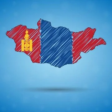 Scribble map of Mongolia. Sketch Country map for infographic, brochures and Stock Illustration