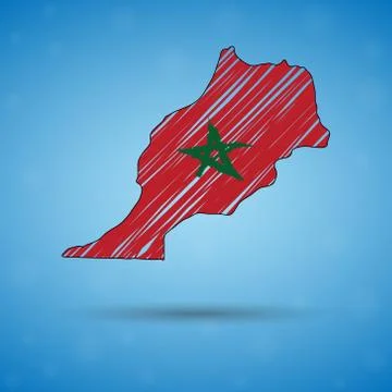 Scribble map of Morocco. Sketch Country map for infographic, brochures and Stock Illustration