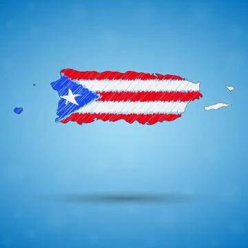 Scribble map of Puerto Rico. Sketch Country map for infographic, brochures and Stock Illustration
