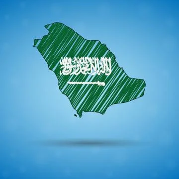 Scribble map of Saudi Arabia. Sketch Country map for infographic, brochures and Stock Illustration