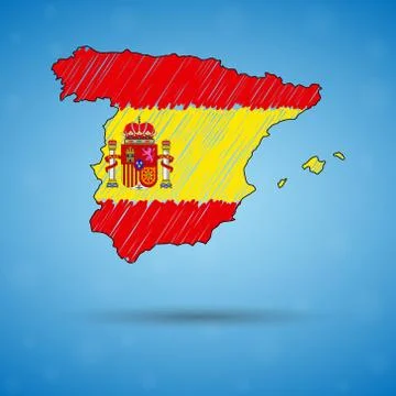 Scribble map of Spain. Sketch Country map for infographic, brochures and Stock Illustration
