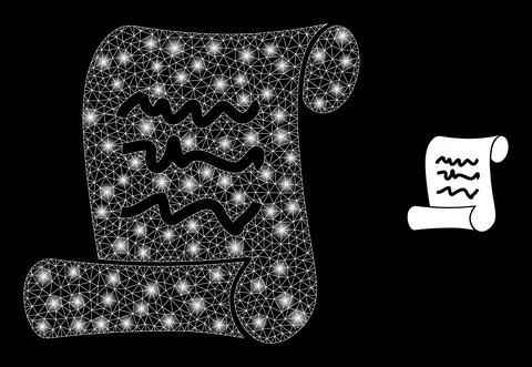 Scribble Page Roll Icon - Polygonal Mesh with Constellation Nodes Illustrazione stock