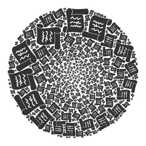 Scribble Page Roll Icon Spheric Cluster Collage イラスト素材