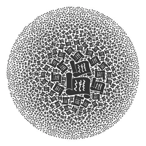 Scribble Page Roll Icon Spheric Cluster Collage 스톡 일러스트