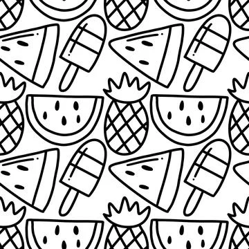 Scribble pattern of hand drawn fruit holiday Stock Illustration