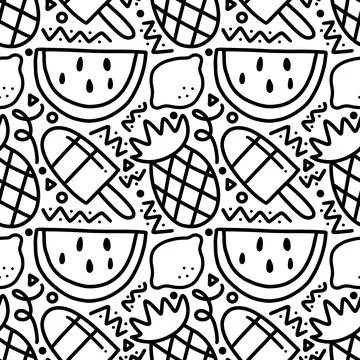 Scribble pattern of hand drawn fruit holiday Stock Illustration