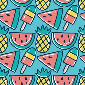 Scribble pattern of hand drawn fruit holiday Stock Illustration
