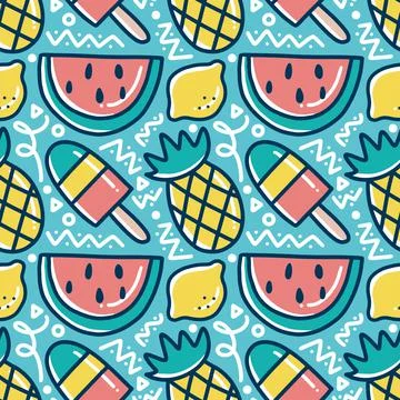 Scribble pattern of hand drawn fruit holiday Stock Illustration