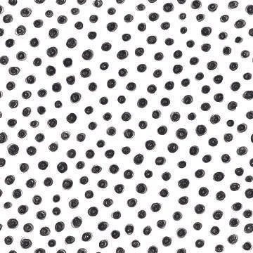 Scribble pattern. Seamless dots background. Black and white Stock Illustration
