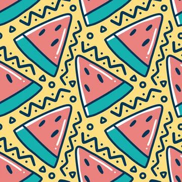 Scribble pattern of watermelon fruit hand drawing Stock Illustration