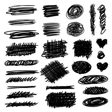 Scribble pen strokes. Doodle pencil scratch. freehand shapes. Stock Illustration