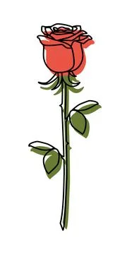 Scribble red rose flower hand drawn with thin line Stock Illustration