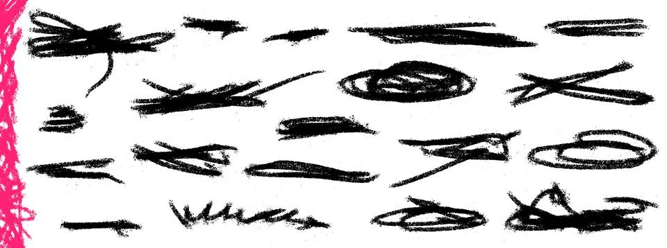 Scribble scratch with pencil and charcoal underline doodle for journaling and Stock Illustration