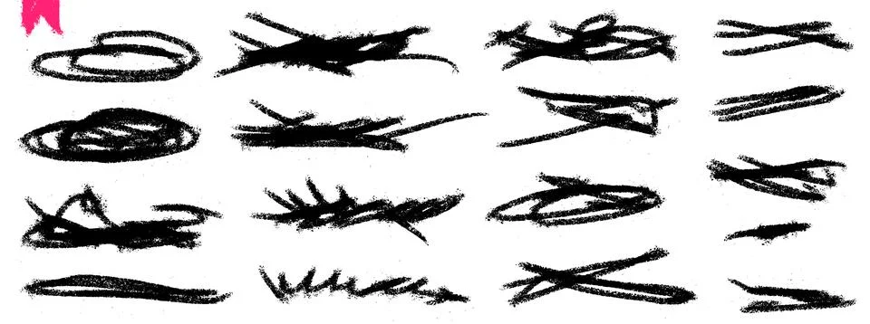 Scribble scratch with pencil and charcoal doodle for underline and annotation. Illustration