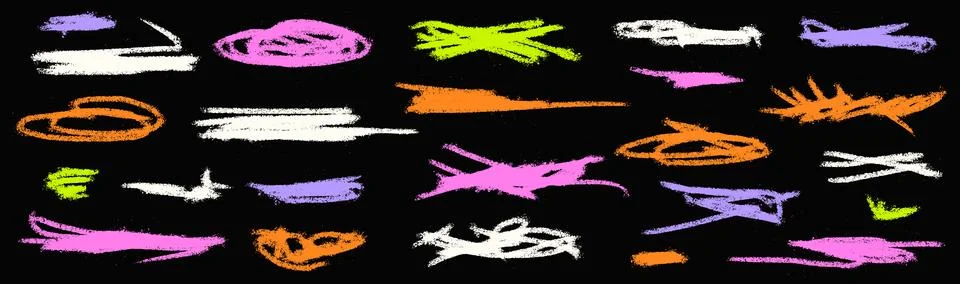 Scribble scratch pencil with underline doodle in neon for highlight and emphasis Stock Illustration