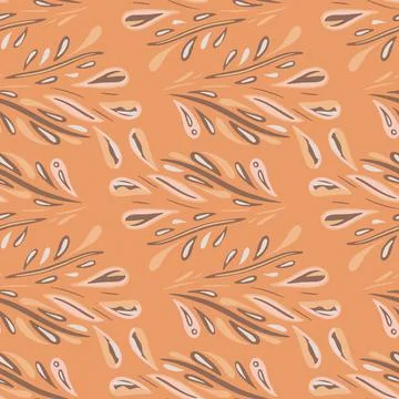 Scribble seamless nature pattern with doodle petal foliage print. Abstract st Illustrazione stock