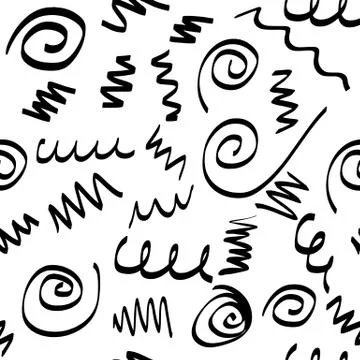 Scribble Seamless Pattern in Black and White 스톡 일러스트