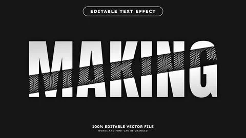Scribble sketch texture vector text effect with sliced style effect Stock Illustration
