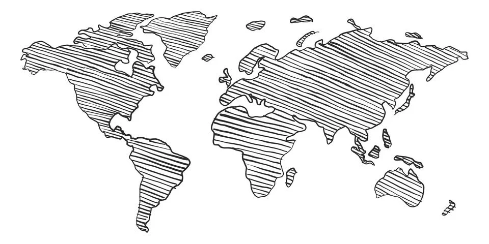 Scribble sketch of World map Illustrazione stock