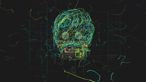 Scribble skull spinning around as a VJ loop animation Video stock 234235346