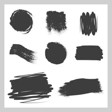 Scribble stains, collection strokes, brush, paint black ink Stock Illustration