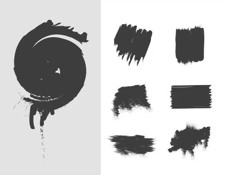 Scribble stains hand drawn ink brush strokes icons Stock Illustration
