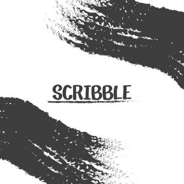 Scribble stains handwritten text and black brushes Stock Illustration