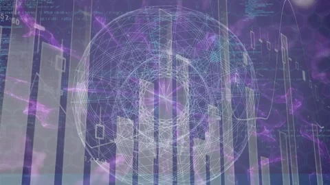 Scribble starting central torus over faint bars and line graph, pulsing and Stock Footage 326974130