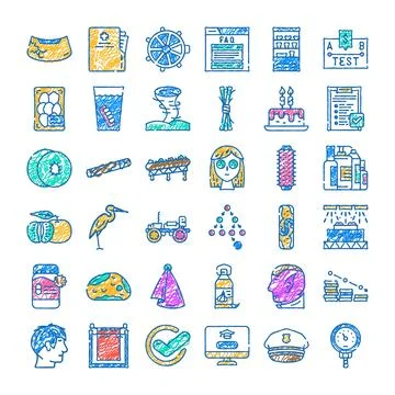 Scribble style icons collecting diverse web design concepts Stock Illustration